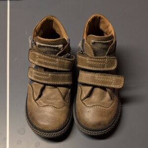 Kids Brown Italian Leather Velcro Shoes